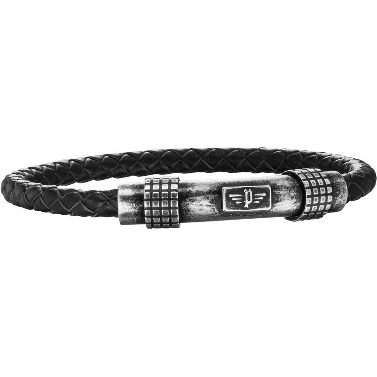 🖤 ​​Police Chicago Leather Bracelet – Masculine Elegance (19 cm)