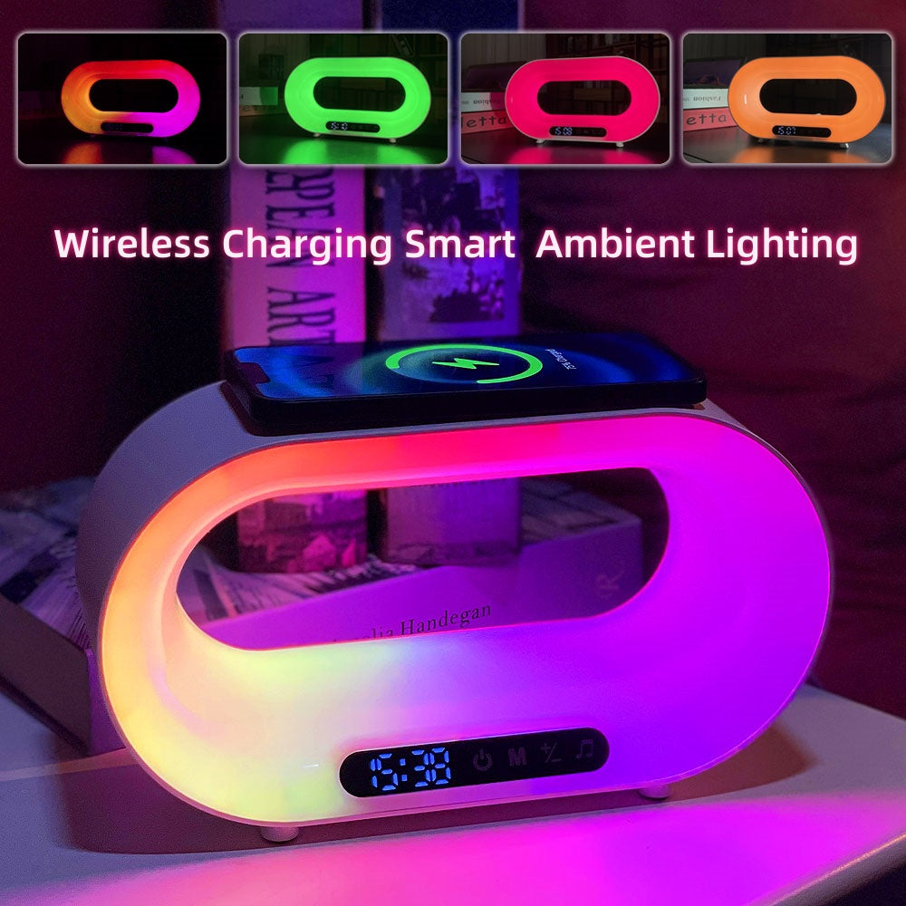 🌙✨ Smart LED Night Light 3 in 1 – Wireless Charger + Alarm Clock + RGB Mood Light